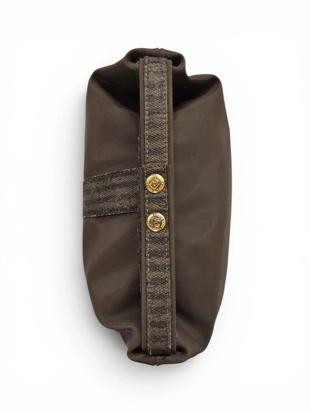 Fendi Pequin Nylon Vanity Bag In Brown Stripe With Gold Hardware